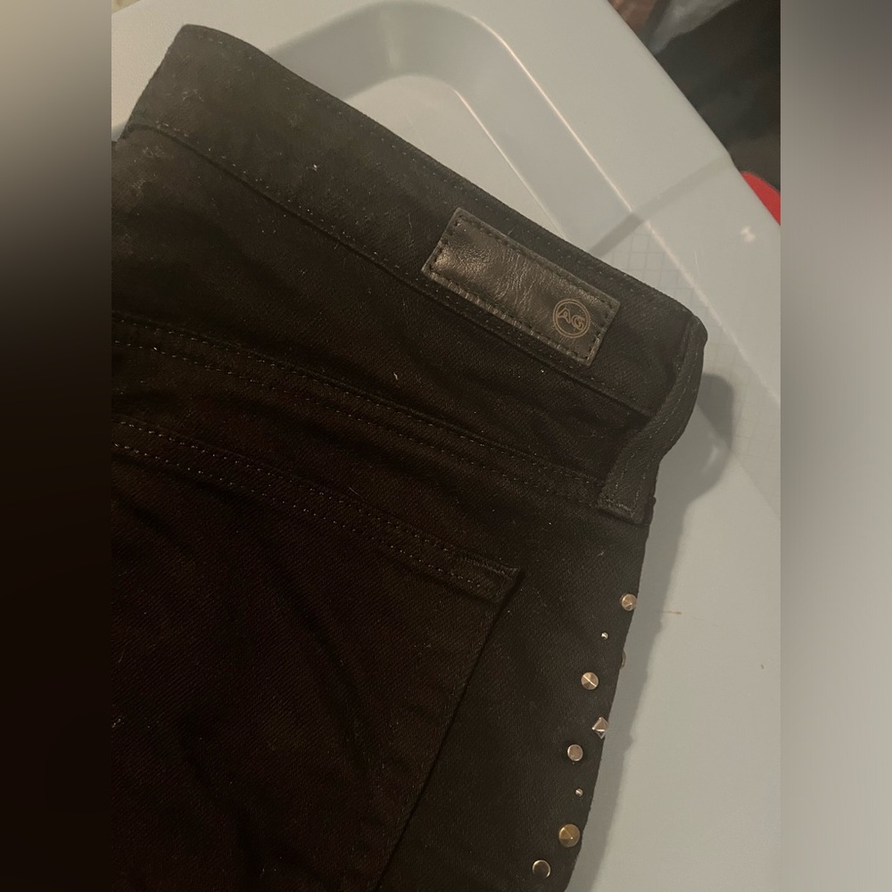 AG Adriano Goldschmeid Isabella High Rise Studded Straight Crop Jeans - Picture 6 of 6